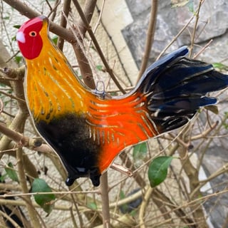 Fused Glass Birds, COCKEREL bird lover gift, British bird, hanging bird