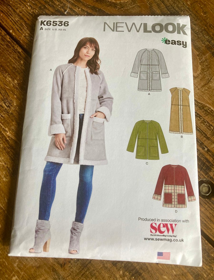 New Look Easy K6536 Coat Paper Pattern XS - XL