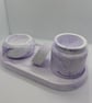Purple and White Marbled Ecoresin Tray, Jar and Tealight Holder Set
