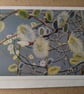 Willow flower card with blue background - with white border