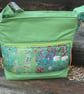 Green wax canvas crossbody bag floral water repellent shoulder bag dry oilcloth  - Image 1