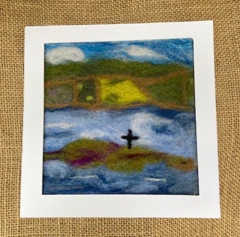 St Cuthbert's island textile picture.