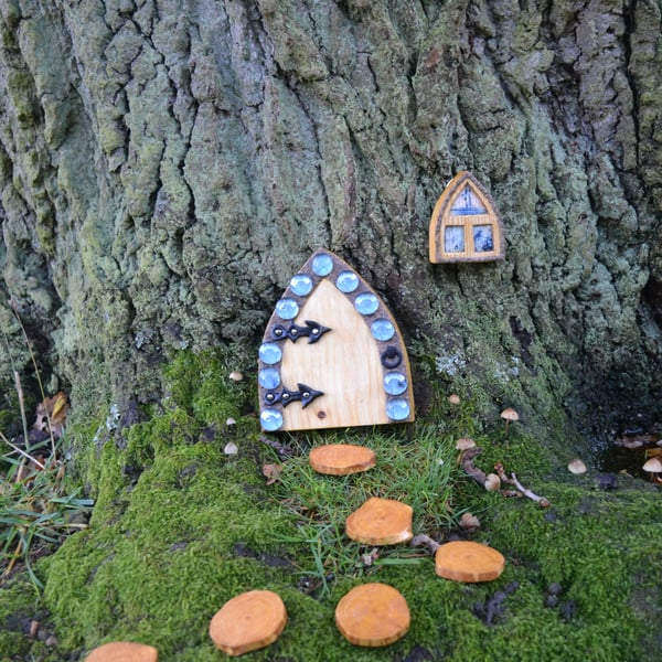 Garden Fairy, Gnome, Hobbit, Elf Forest door kit (Blue pebbles)