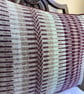 Rosanna cushion: Aubergine, Misty Woods & Sea Mist Blue. Handwoven in Wales - Image 3