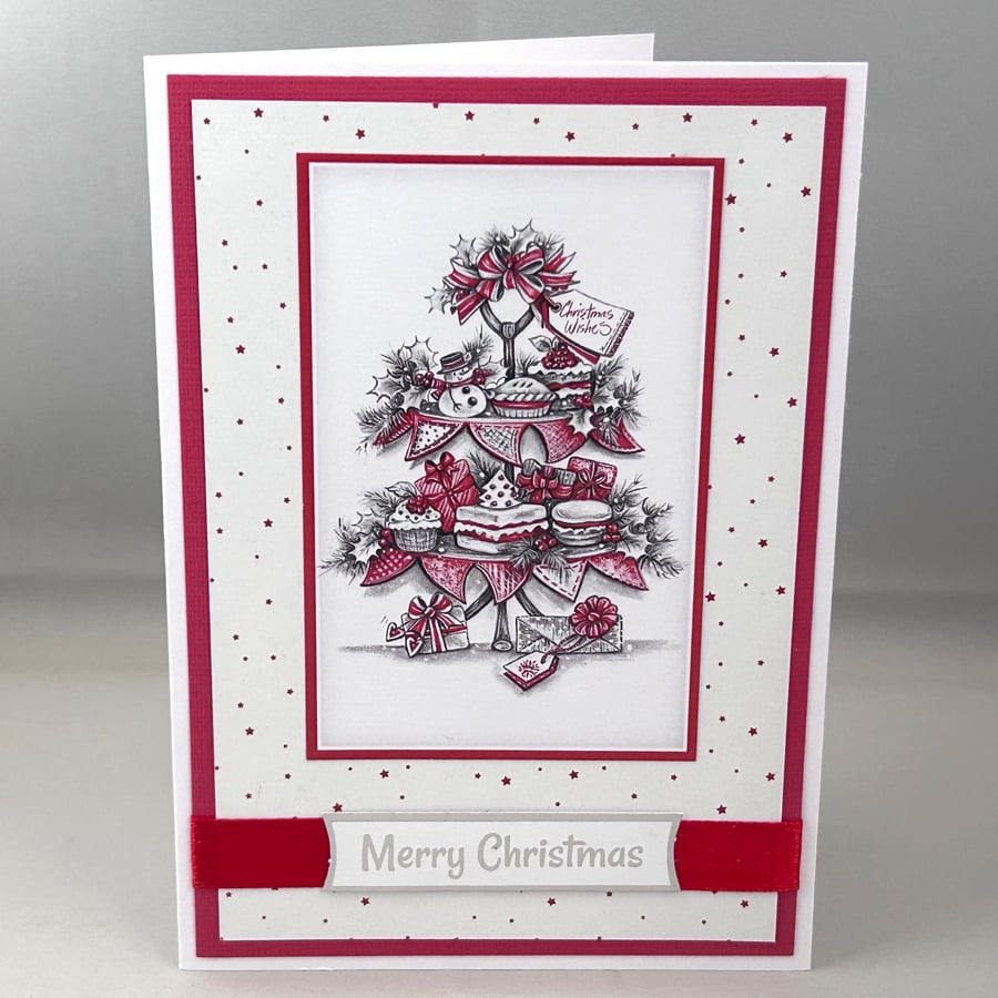 A6 festive afternoon tea Christmas card