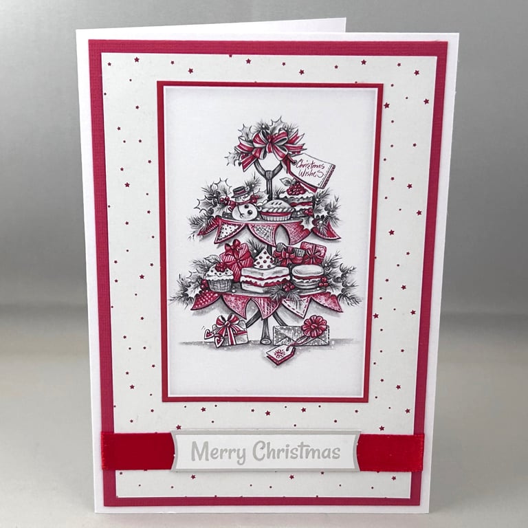A6 festive afternoon tea Christmas card