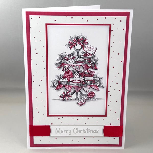 A6 festive afternoon tea Christmas card