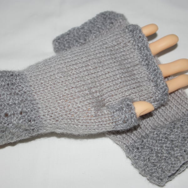 Gloves two tone adult grey fingerless gloves