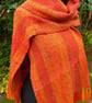 Handwoven Merino, Silk & Llama Scarf – Orange, Red & Gold - Image 2