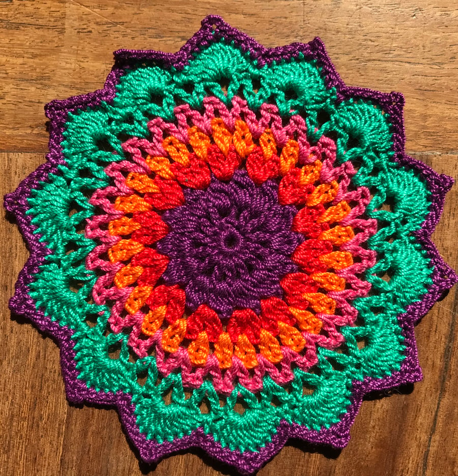 Set of 4 Crochet Mandala Coasters