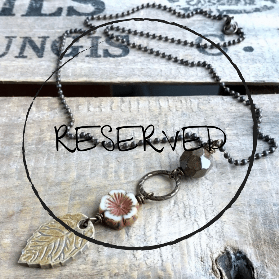 RESERVED FOR SALLY - Rustic Leaf Necklace. Artisan Ceramic Stacking Necklace