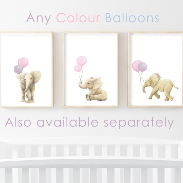 Elephant Nursery Wall Art - SET OF 3