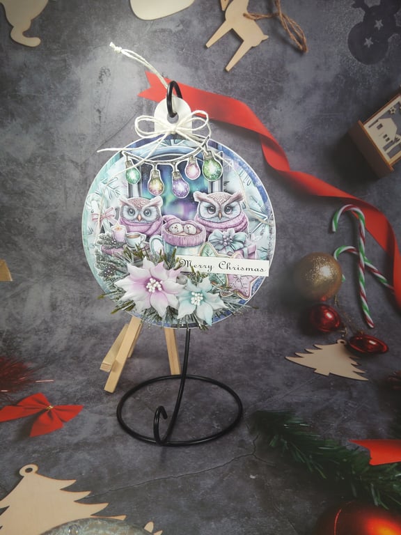 Handmade Christmas Hanging Decoration (62) - Kraft Window Box included