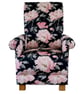 Laura Ashley Peonies Charcoal Grey Fabric Armchair Adult Chair Pink Black Accent - Image 1