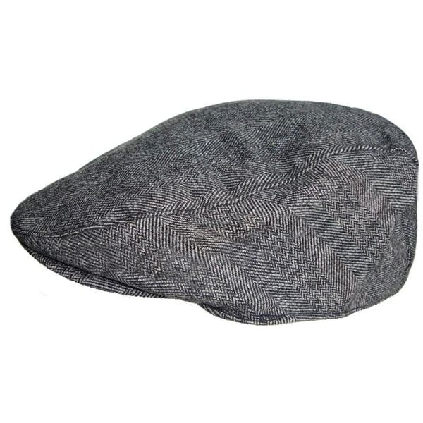 Men’s grey herringbone flat cap