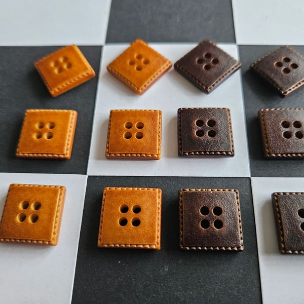 7 8" 22.4mm 36L Rare Square shape imitation leather Buttons in two fab colours