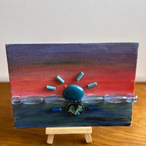 Mixed medium blue sunset 5x7" 
