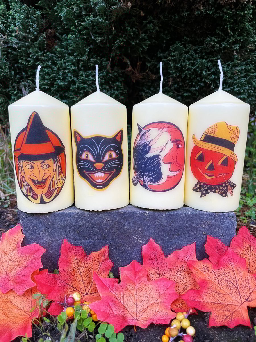 Four Vintage Inspired Halloween Scented Candles
