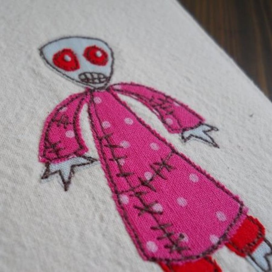 embroidered zombie fabric notebook cover (A6 size)