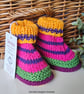 Bright Pure Cotton Aran Baby Booties 0-3 months size  - Image 3