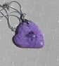 SALE - Purple Bamboo Agate Gemstone Heart Pendant with Silver Plated Chain - Image 5