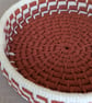 Handmade Coiled Macramé Basket - Rust & Off White Decorative Basket - Image 3