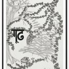 Mystery - Original Gothic Botanical Pencil Drawing - Dark Academia Wall Art