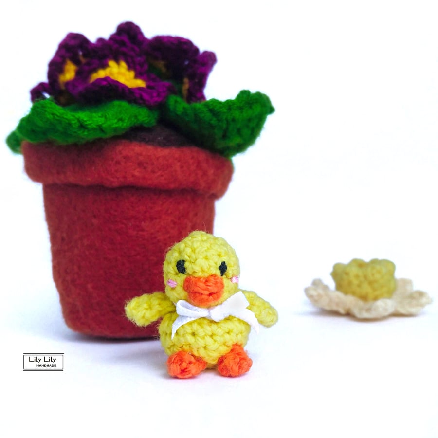 SOLD Miniature Easter Chick, amigurumi crocheted by Lily Lily Handmade 