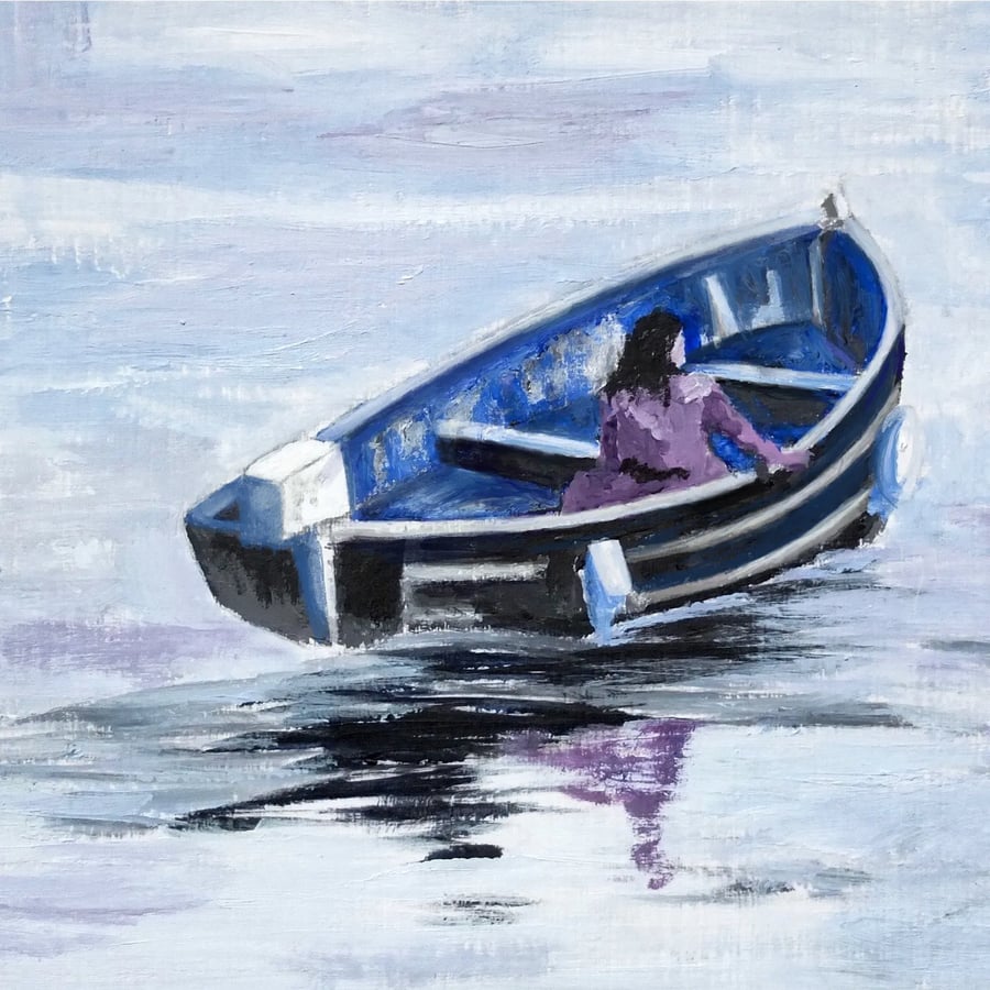 Original Oil Painting - Woman Leaving