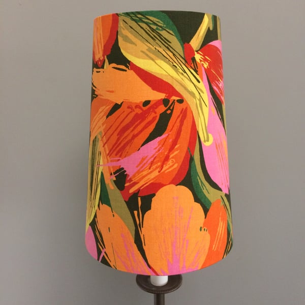 Hot Pink Orange PRUNELLA Bright Tropical Flower Summer vintage fabric Lampshade