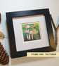 Rosy bonnet mushroom miniature, tiny original art - Image 9