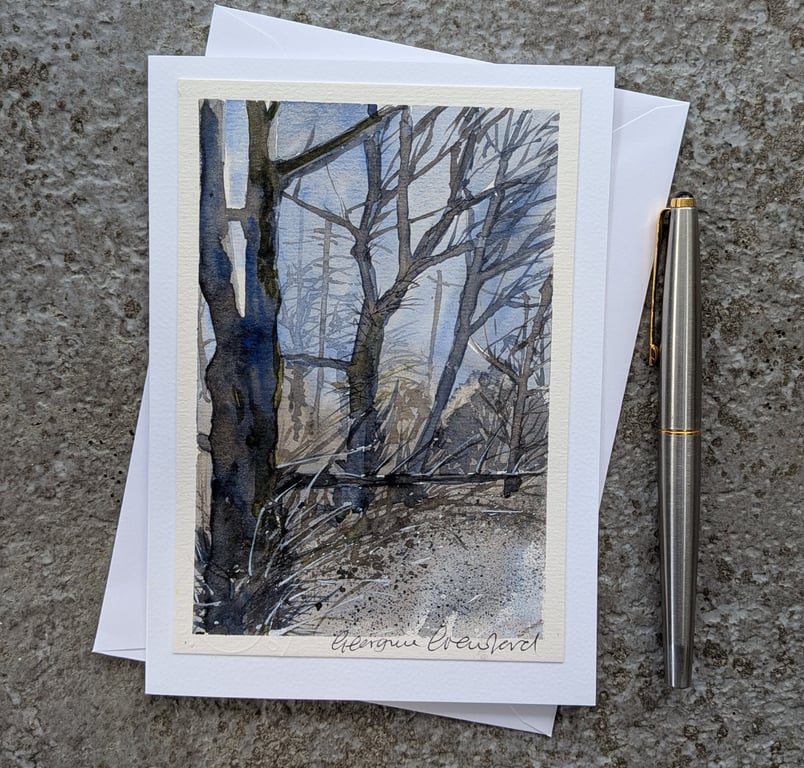 Tree Lined Lane. Handpainted Blank Card. Original Painting. 260206