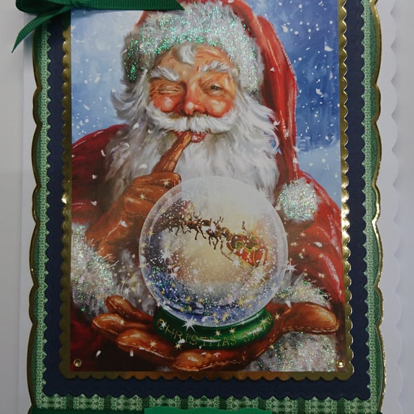 Christmas Card Pole Santa Snow Globe Christmas Wishes