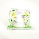 Fused Glass Trinket Dish with Pretty Floral Detail