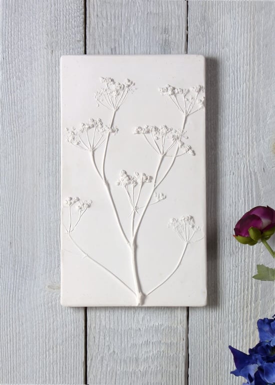 Cow Parsley Plaster Cast Wall Plaque, Limited Edition
