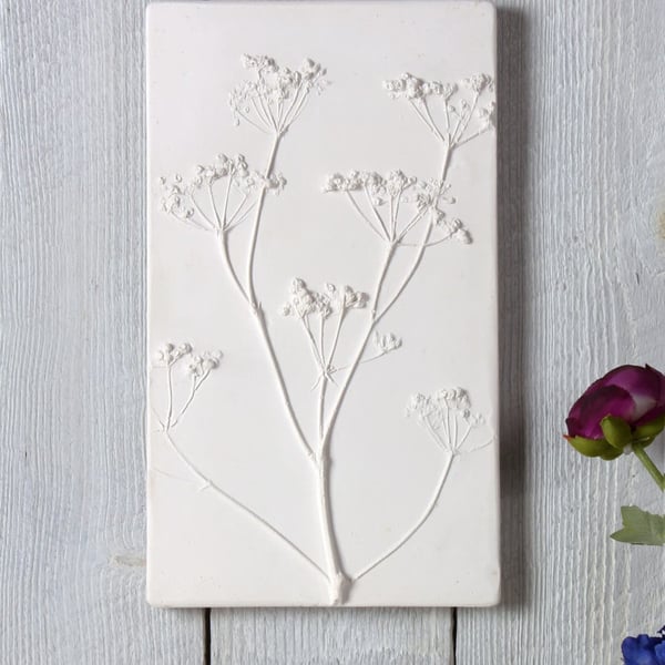 Cow Parsley Plaster Cast Wall Plaque, Limited Edition