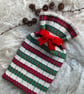 Mini Hot Waterbottle - Red & Green. Handwoven in Wales