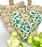 LIBERTY PRINT FLORAL HEART - teal and ochre  - Image 1