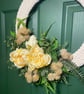 Handmade Crochet Wreath with Lemon Yellow Peonies and Summer Foliage - Image 4
