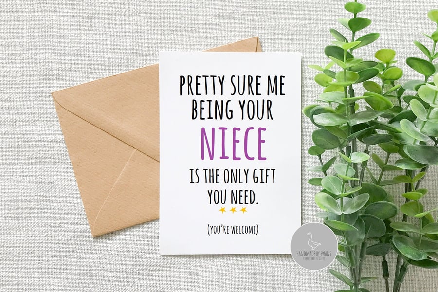 Funny Auntie or Uncle birthday card, Funny card from niece,funny uncle birthday 