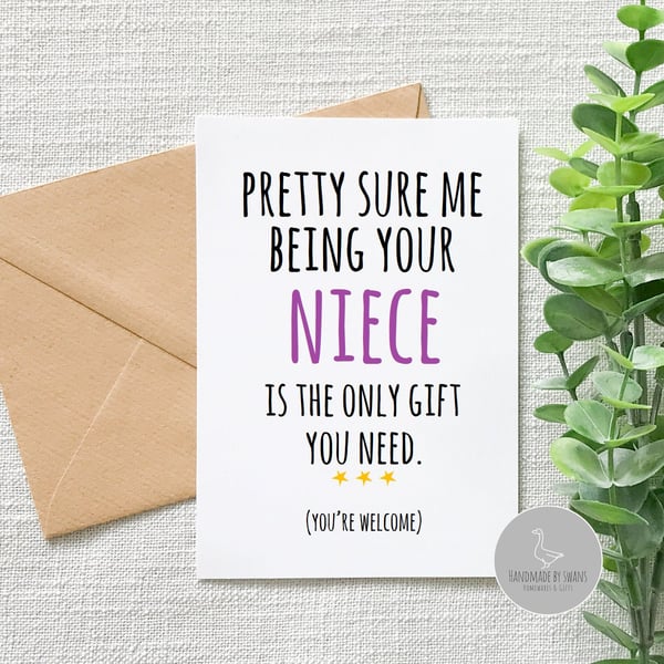 Funny Auntie or Uncle birthday card, Funny card from niece,funny uncle birthday 