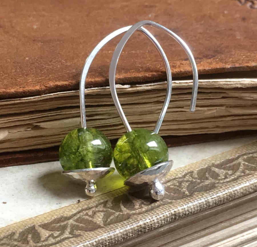 Earrings, silver drop earrings