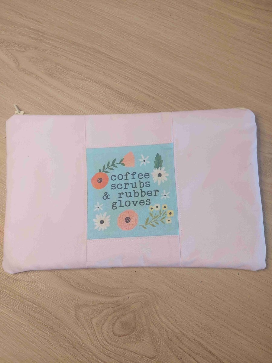 Coffee scrubs & rubber gloves make up bag 