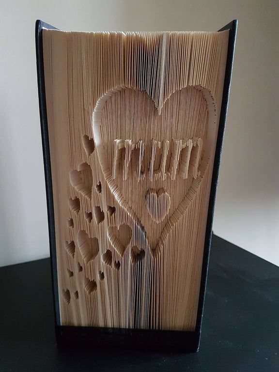 Mum with Hearts, CUT & FOLD Book Folding Pattern - EMAILED PDF PATTERN