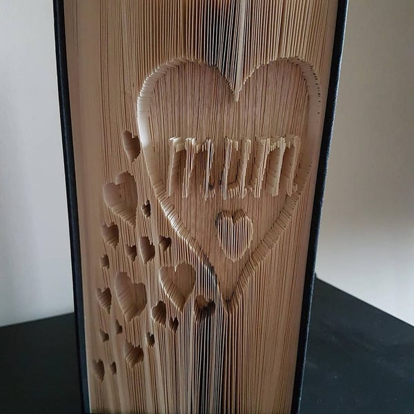 Mum with Hearts, CUT & FOLD Book Folding Pattern - EMAILED PDF PATTERN