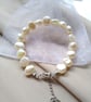 Real Baroque Pearl Bracelet, Genuine White Freshwater Pearl Bracelet for Women 