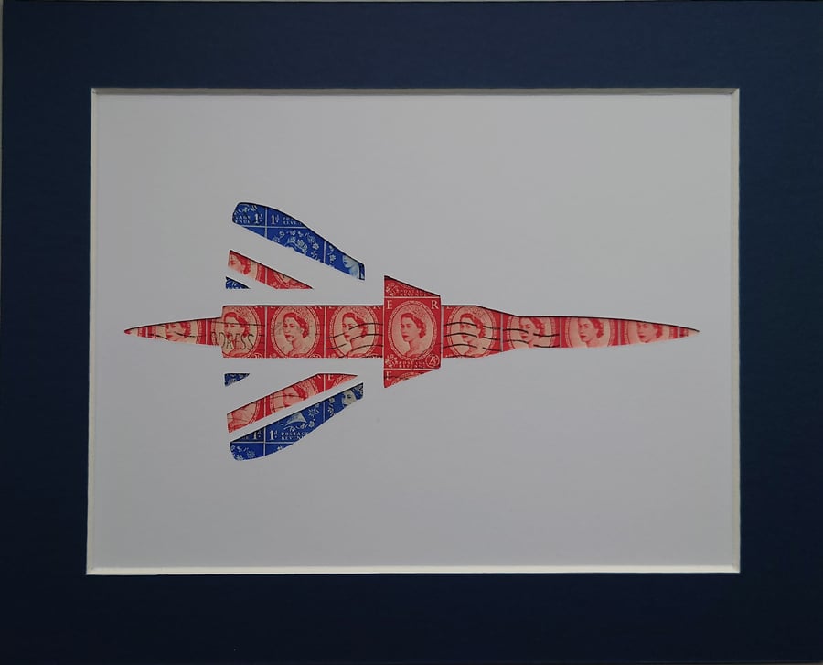 Union Flag Concorde Created from Genuine 1960s Postage Stamps
