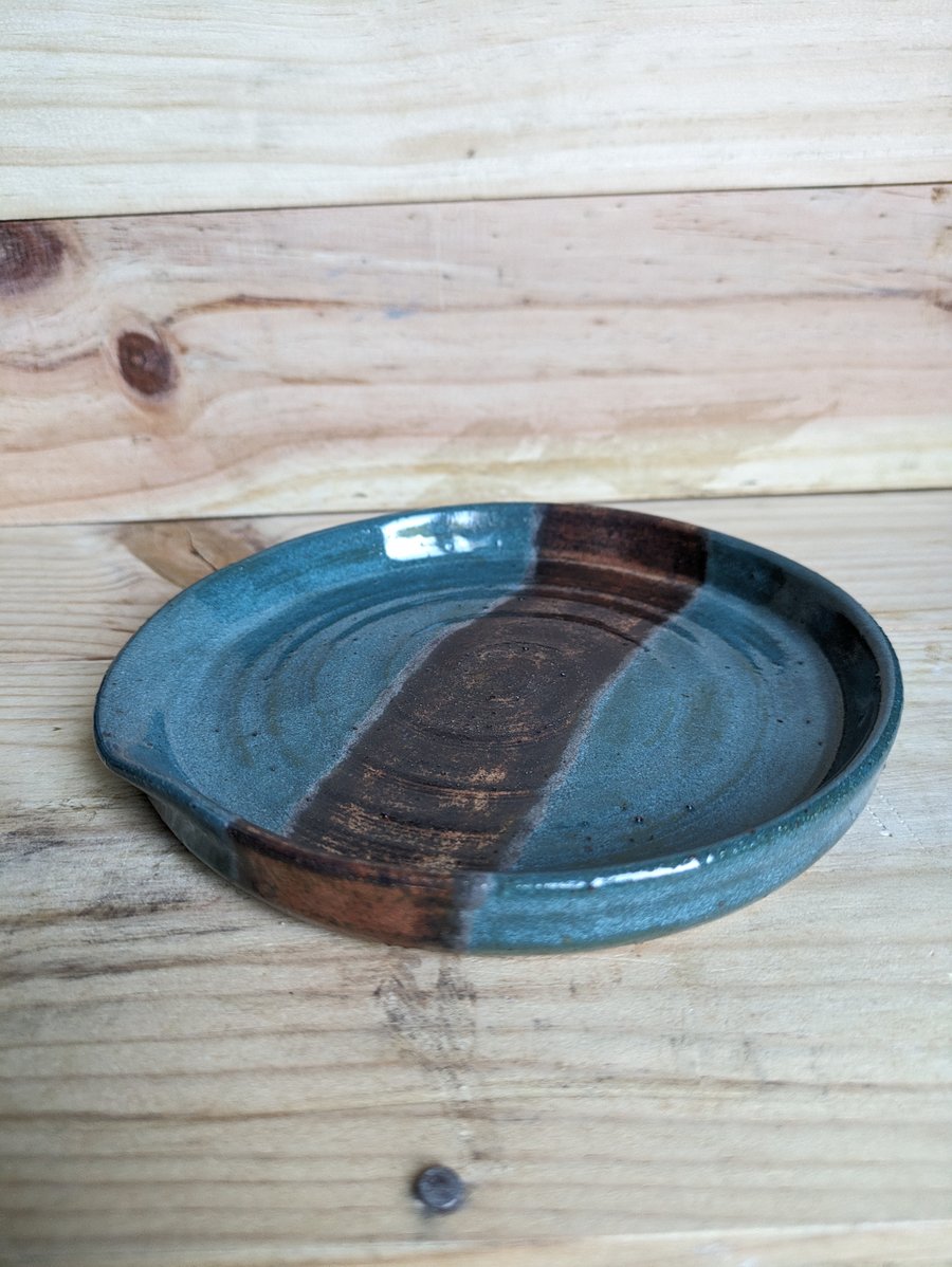 Spoon rest (dark tourmaline green & copper speckled)