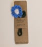 Handmade crochet flower bookmark - blue - Image 1