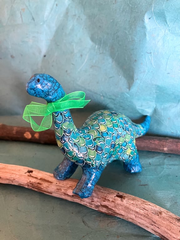 Decopatched paper mache baby brontosaurus